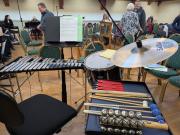 The percussion section before rehearsal